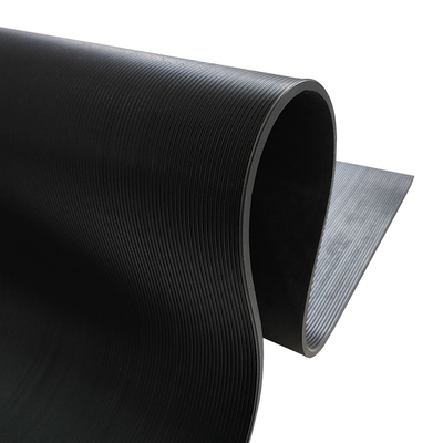 Anti Slip Black Garage Rubber Mat Flooring Custom Pattern Corrugated Fine Ribbed Grooved Coin Rubber Sheet (Bảng cao su tiền xu được nghiêng)